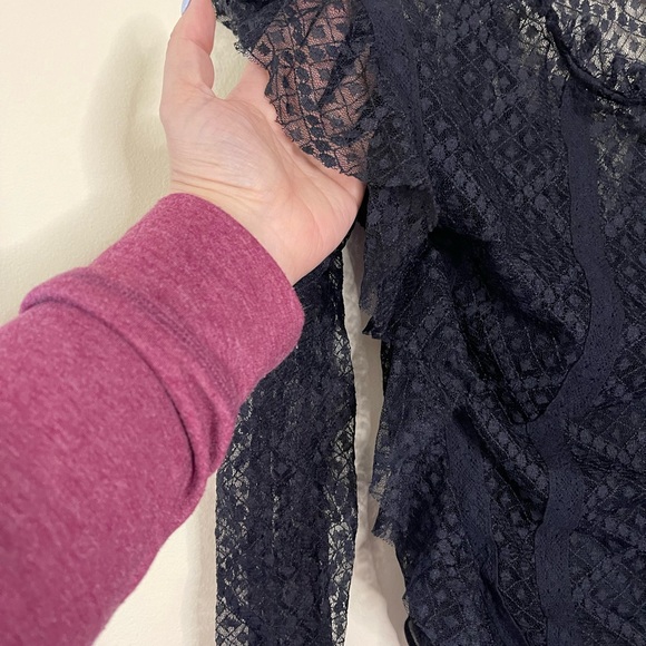 Free People Goldie Long-Sleeved Lace Bodysuit, Black, size S - Picture 10 of 14